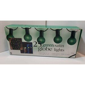 Box of New 25 Green Satin Globe Lights